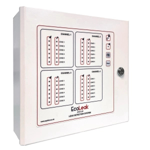 Panel alarmowy sygnalizujący wyciek wody, 4 kanały po 6 stref, każda strefa maks. 30 m, przekaźniki x 12, podtrzymanie zasilania - EcoLeak Eco-24